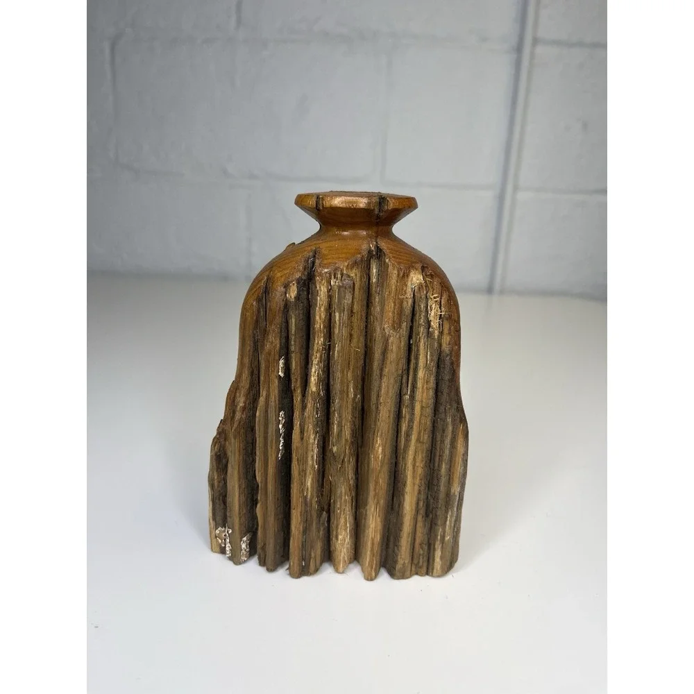Live Edge Wood Vase Weed Pot Australian Red Gum Wood Fence Post Brutalist Rustic